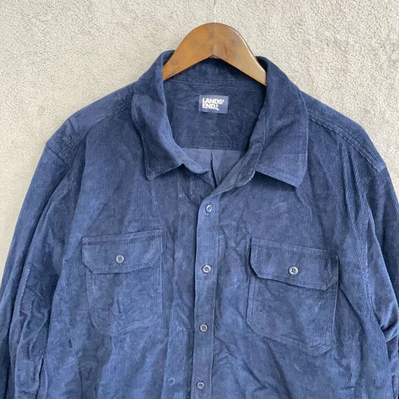 NEW Lands' End Men's XXL Navy Corduroy Shirt Jacket Button-Up  Long Sleeve - Picture 8 of 9